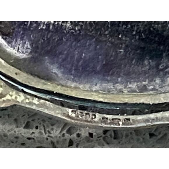 Vintage Sterling Silver and Charoite Pin with Hallmarks 1-1/8" x 7/8" - Picture 5 of 5